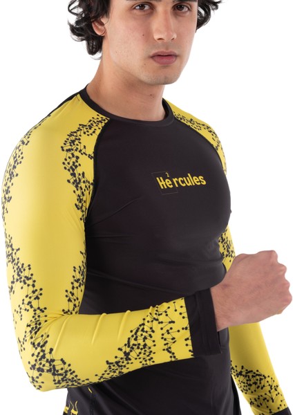 Sarı Uzun Kollu Rashguard - Unisex Dövüş ve Antrenman Üstü (Bjj, Mma, Kick Boks, Crossfit, Fitness)