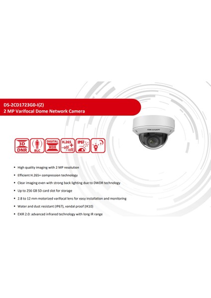 DS-2CD1723G0-I(Z) 2.8 To 12 mm Motorize Varifocal Lens 2mp Ir Model Ip Kamera