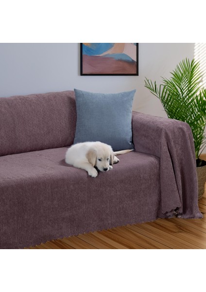 Zenit Koltuk Örtüsü 175x350 XLARGE Dekoratif Jakarlı Şönil | Kanepe Örtüsü | Kaymaz , Gül Kurusu