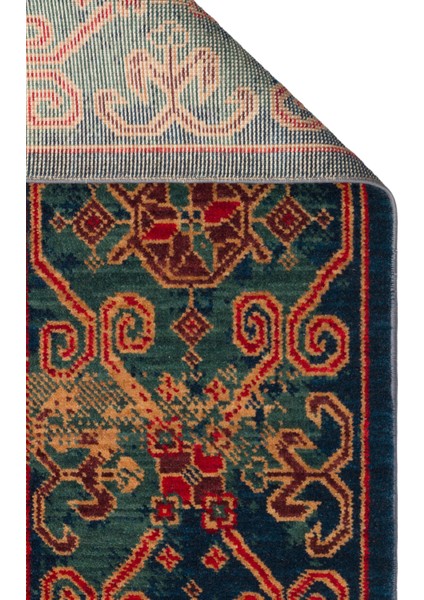 Kadim Kdm 01 Navy Red Etnik Desenlere Sahip Yeni Zelanda Yünü Ile Dokunan Özel Tezgah Halı