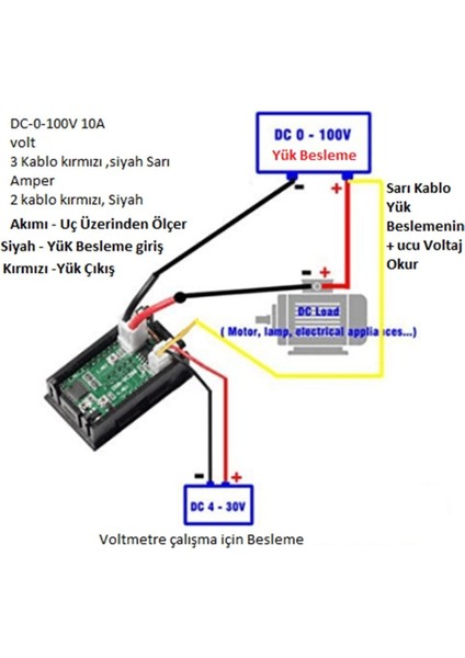 100V - 10A - Dijital Volt Ampermetre