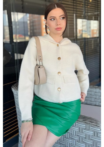 Kadın Çift Cepli Kapüşonlu Sakallı Hırka P-00014858 fiyatları