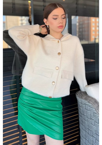 Kadın Çift Cepli Kapüşonlu Sakallı Hırka P-00014858 modelleri