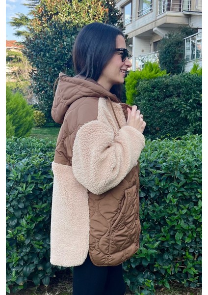 Peluşlu Damla Desen Kapitone Mont fiyatları