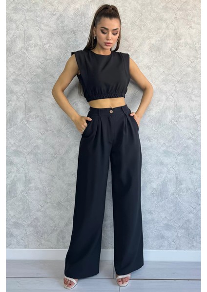 Kadın Crop Bluz Pantolon Ikili Takım fiyatları