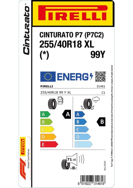 255/40 R18 99Y Xl Cinturato P7 P7C2 * Oto Yaz Lastiği (Üretim Yılı:2024) fiyatları