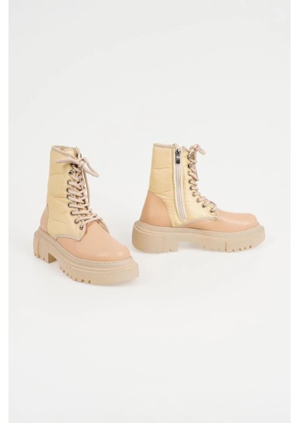 Kadın Kalın Taban Bağcıklı Postal Bot Yuvarlak Burun Günlük Fermuarlı Kışlık Ayakkabı fiyatları