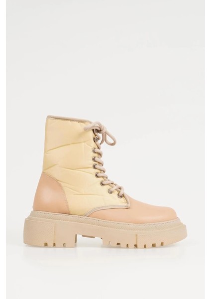 Kadın Kalın Taban Bağcıklı Postal Bot Yuvarlak Burun Günlük Fermuarlı Kışlık Ayakkabı modelleri