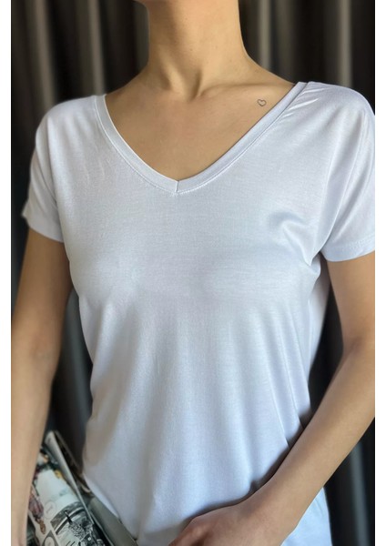 Ön Arka V Yaka Kadın T-Shirt modelleri