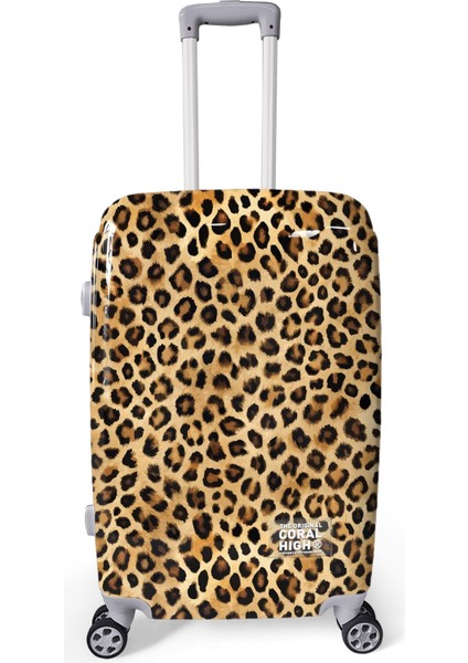 Kahverengi Leopar Desenli Pc Orta Boy Valiz (60CM) 16842