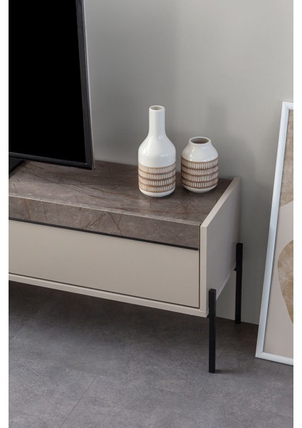 Beskar Tv Ünitesi,düşer Kapaklı Tv Sehpası,metal Ayaklı Tv Ünitesi ,krem 180 cm fırsatları