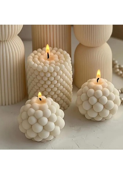Özel Tasarım Dekoratif Baloncuk Desenli Mum, Doğal Soya Wax