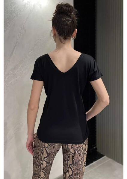 Ön Arka V Yaka Kadın T-Shirt modelleri