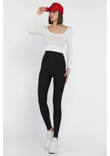 Agraflı Kadın Dalgıç Tayt P-00014966