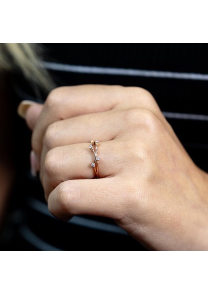 0.10 Karat Rose Thorn Pırlanta Yarımtur Yüzük modelleri