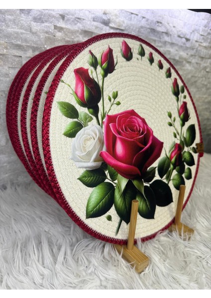 Gül Detaylı Baskılı Suplaamerikan Servis 33 cm x 33 cm 2ADET indirimleri