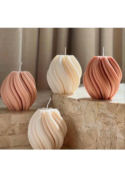Dekoratif Oval Spiral El Yapımı Mum | Doğal Soya Wax | 9x9 cm fiyatları
