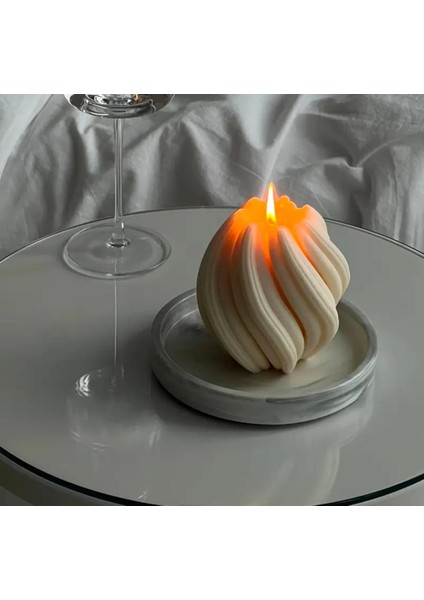 Dekoratif Oval Spiral El Yapımı Mum | Doğal Soya Wax | 9x9 cm modelleri