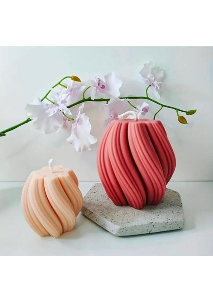 Dekoratif Oval Spiral El Yapımı Mum | Doğal Soya Wax | 9x9 cm fırsatları