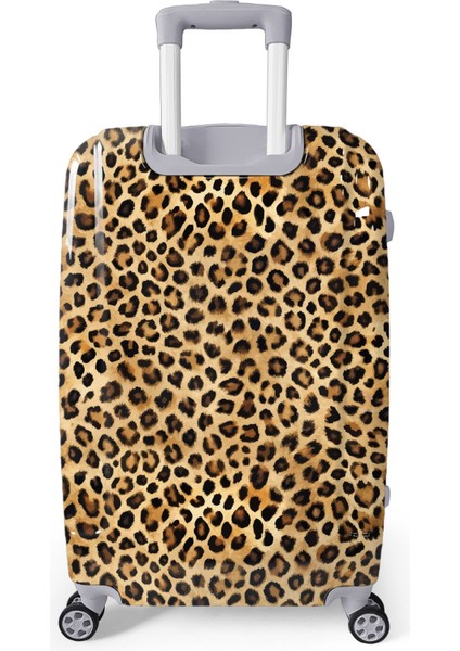 Kahverengi Leopar Desenli Pc Büyük Boy Valiz (70CM) 16843