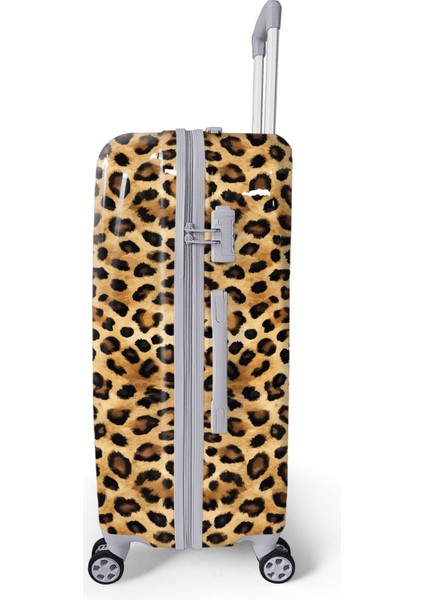 Kahverengi Leopar Desenli Pc Büyük Boy Valiz (70CM) 16843