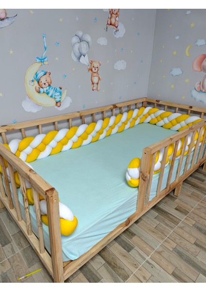 280 cm Örgü Korumalık SARI-BEYAZ 4'lü Örgü Beşik Koruyucu modelleri