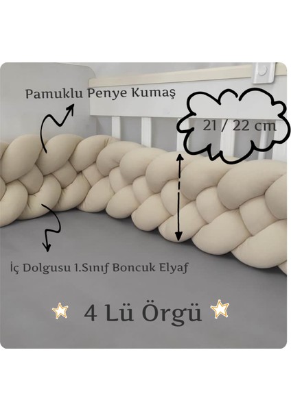 Örgü Korumalık 190 cm Sarı-Beyaz 4'lü Örgü Beşik Koruyucu indirimleri