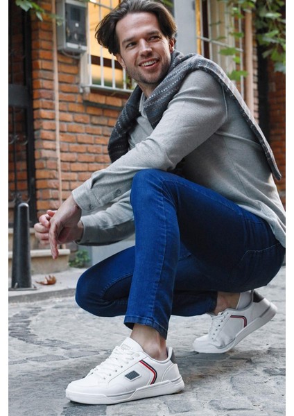 27799 Siyah - Beyaz Erkek Sneaker Günlük Spor Ayakkabı modelleri