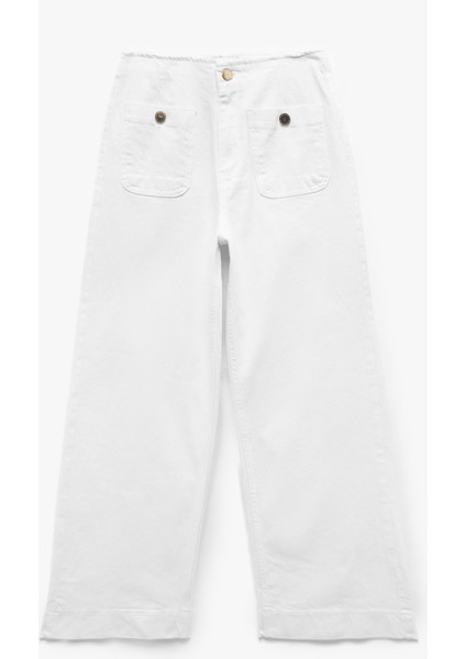 Yüksek Bel Rahat Kalıp Cepli Kısa Denim Pantolon - Culotte Jeans