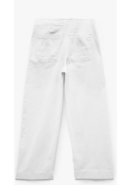 Yüksek Bel Rahat Kalıp Cepli Kısa Denim Pantolon - Culotte Jeans