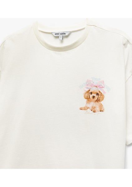 Pamuklu Kısa Kollu Bisiklet Yaka Rahat Kesim Arkası Baskılı Tişört modelleri