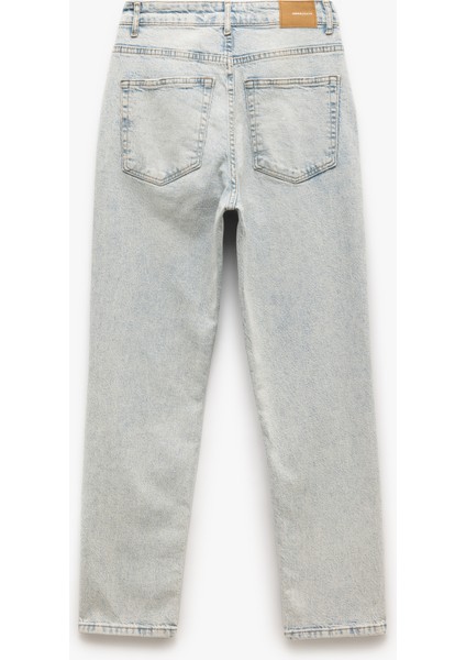 Mom Fit Yüksek Bel Pamuklu Cepli Denim Pantolon - Mom Slim Jean fiyatları