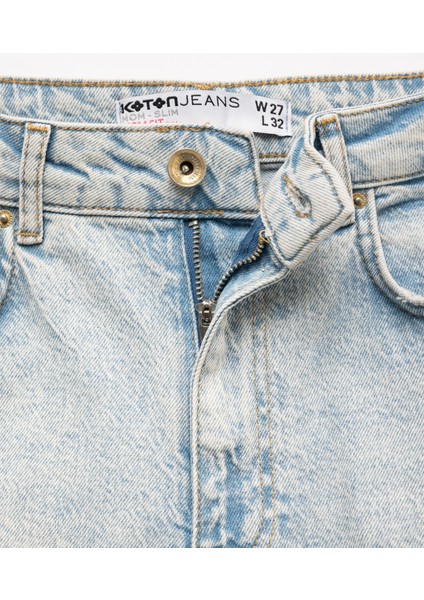 Mom Fit Yüksek Bel Pamuklu Cepli Denim Pantolon - Mom Slim Jean modelleri