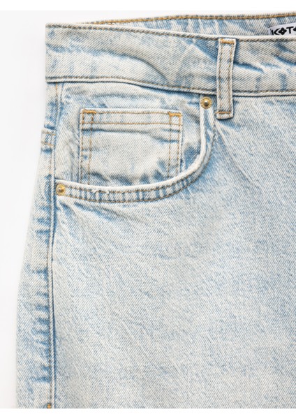 Mom Fit Yüksek Bel Pamuklu Cepli Denim Pantolon - Mom Slim Jean fırsatları