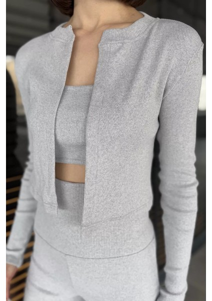 Kadın Kaşkorse Crop Hırka Şort Üçlü Takım fırsatları