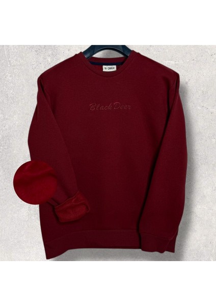 Unisex Bisiklet Yaka Oversize Şardonlu Basic Sweatshirt