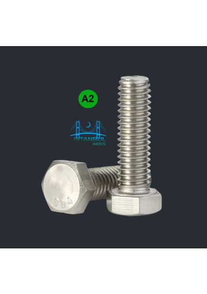 - Paslanmaz Altıköşe Civata M10X20 mm - 15 Adet