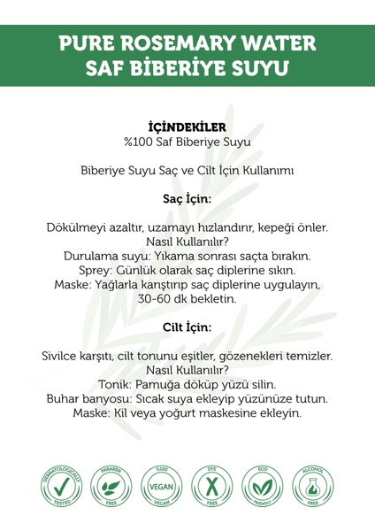 Pure Rosemary Water -Saf Biberiye Suyu modelleri