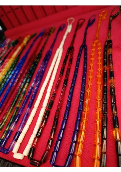 20 Adet Kesme Kesim Toz Kehribar Tesbih Karışık Renkli Sistemli 11MMX5MM Özel Ölçü