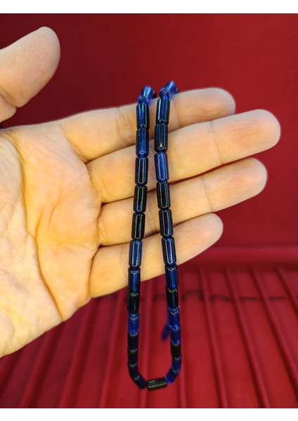 Toz Kehribar Tesbih Kesme Kesim Lacivert Siyah Renkli Sistemli 11MMX5MM Özel Ölçü