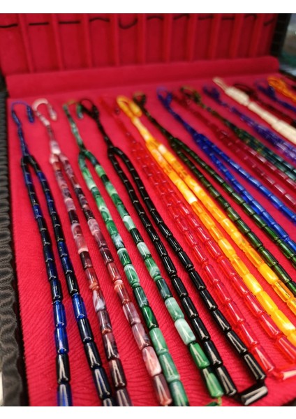 8 Adet Kesme Kesim Toz Kehribar Tesbih Karışık Renkli Sistemli 11MMX5MM Özel Ölçü