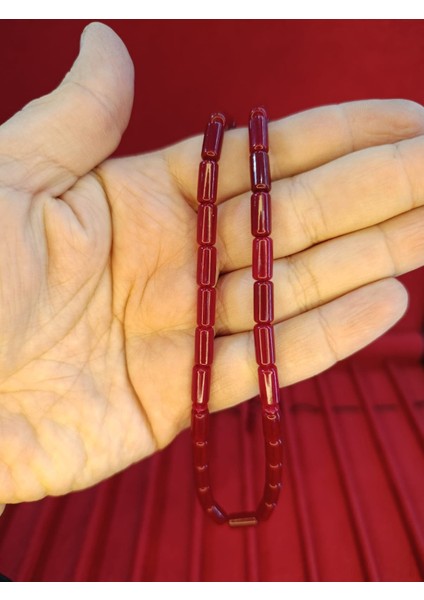 Toz Kehribar Tesbih Kesme Kesim Bordo Renkli Sistemli 11MMX5MM Özel Ölçü modelleri