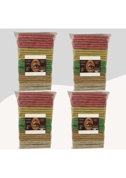 Premium 5 Renkli Munchy Çubuk 100lü Köpek Ödülü 4 Paket