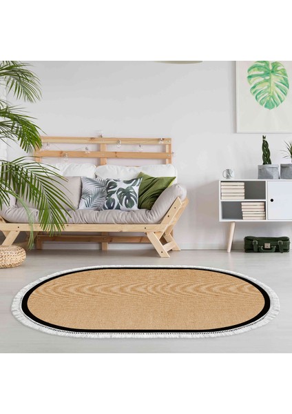 Kaymaz Taban Djt Banyo Mutfak Salon Halı Star Pamuk Saçaklı Oval Dokuma Desen E5001