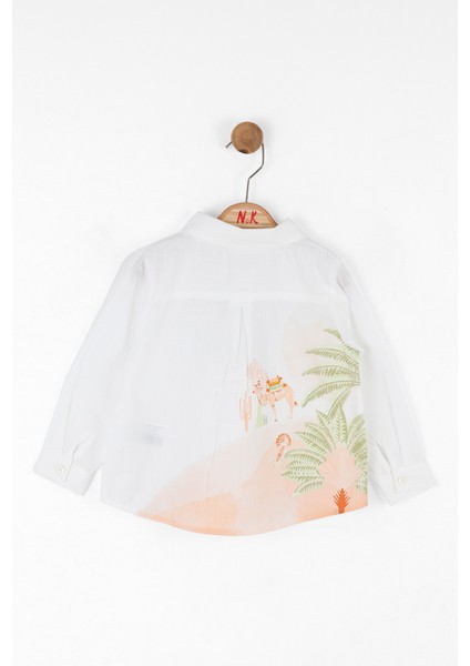 Beyaz Rahat Kesim Pamuklu Nefes Alabilir Kumaş Şık ve Günlük Kız Çocuk Gömlek fiyatları