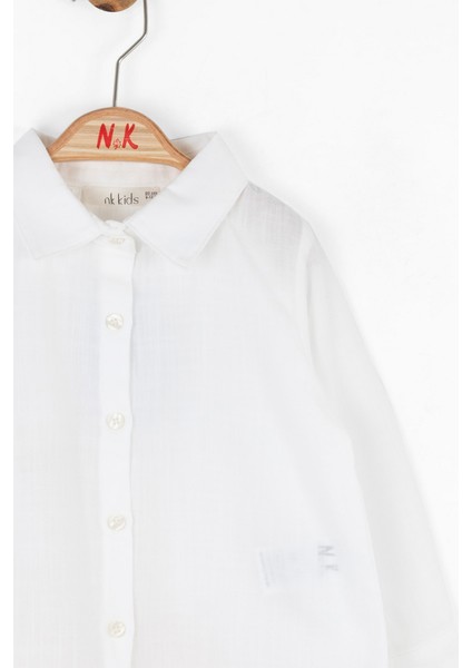 Beyaz Rahat Kesim Pamuklu Nefes Alabilir Kumaş Şık ve Günlük Kız Çocuk Gömlek modelleri