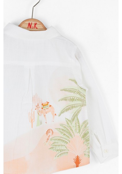 Beyaz Rahat Kesim Pamuklu Nefes Alabilir Kumaş Şık ve Günlük Kız Çocuk Gömlek fırsatları