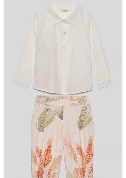 Beyaz Rahat Kesim Pamuklu Nefes Alabilir Kumaş Şık ve Günlük Kız Çocuk Gömlek indirimleri