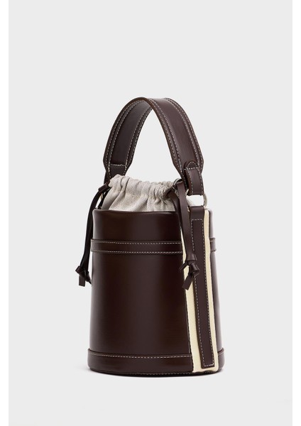Kahverengi Kadın Kontrast Dikişli Kova El ve Omuz Çanta fiyatları