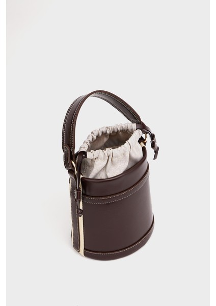 Kahverengi Kadın Kontrast Dikişli Kova El ve Omuz Çanta fırsatları